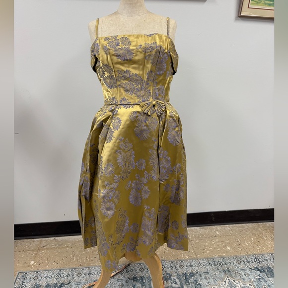 1960’s Metallic Floral Dress by Lorrie Deb San Francisco Grown - Picture 2 of 10